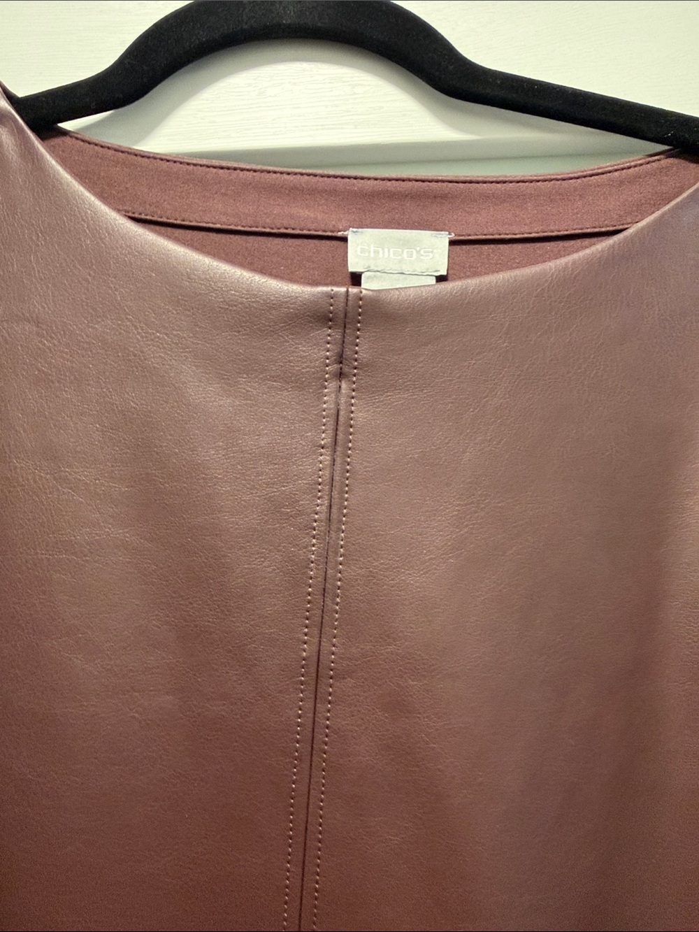 Chico's Faux Leather Tunic in Mauve Plum - Picture 4 of 11